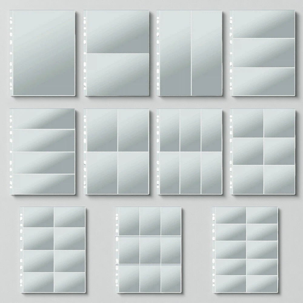 Binder A4 Lever - Durchsichtige A4-Fotoalbum-Kartenseiten mit 11 Löchern –