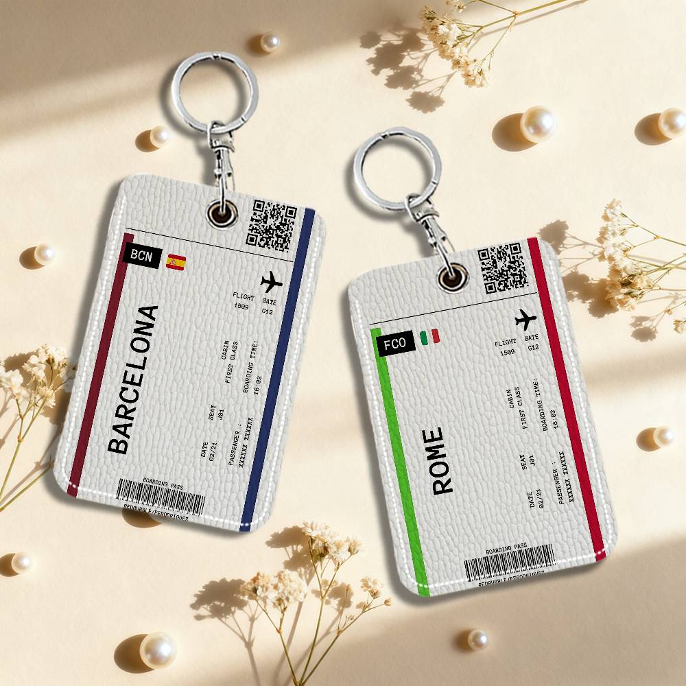 Card Index Box - Flugticket-Lederkartenhalter Schlüsselanhänger Schlüsselring Türschloss-Zugangskarten ID-Kartenetui Schlüsselanhänger-Karte