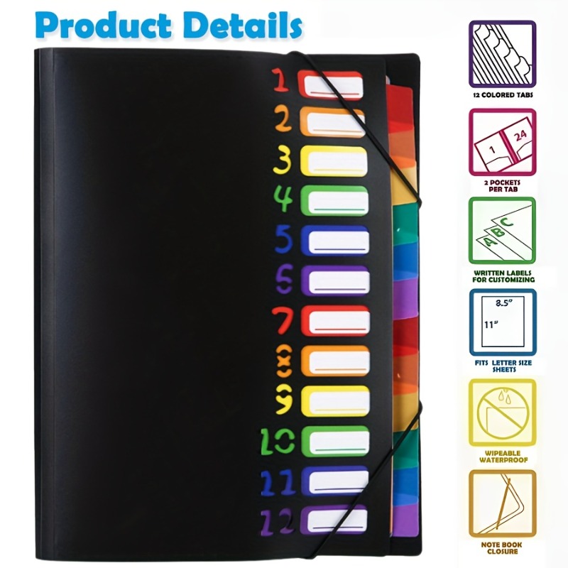 Tab Divider A4 - 1 Stück schwarz/weiße, mehrschichtige A4-Mappe mit