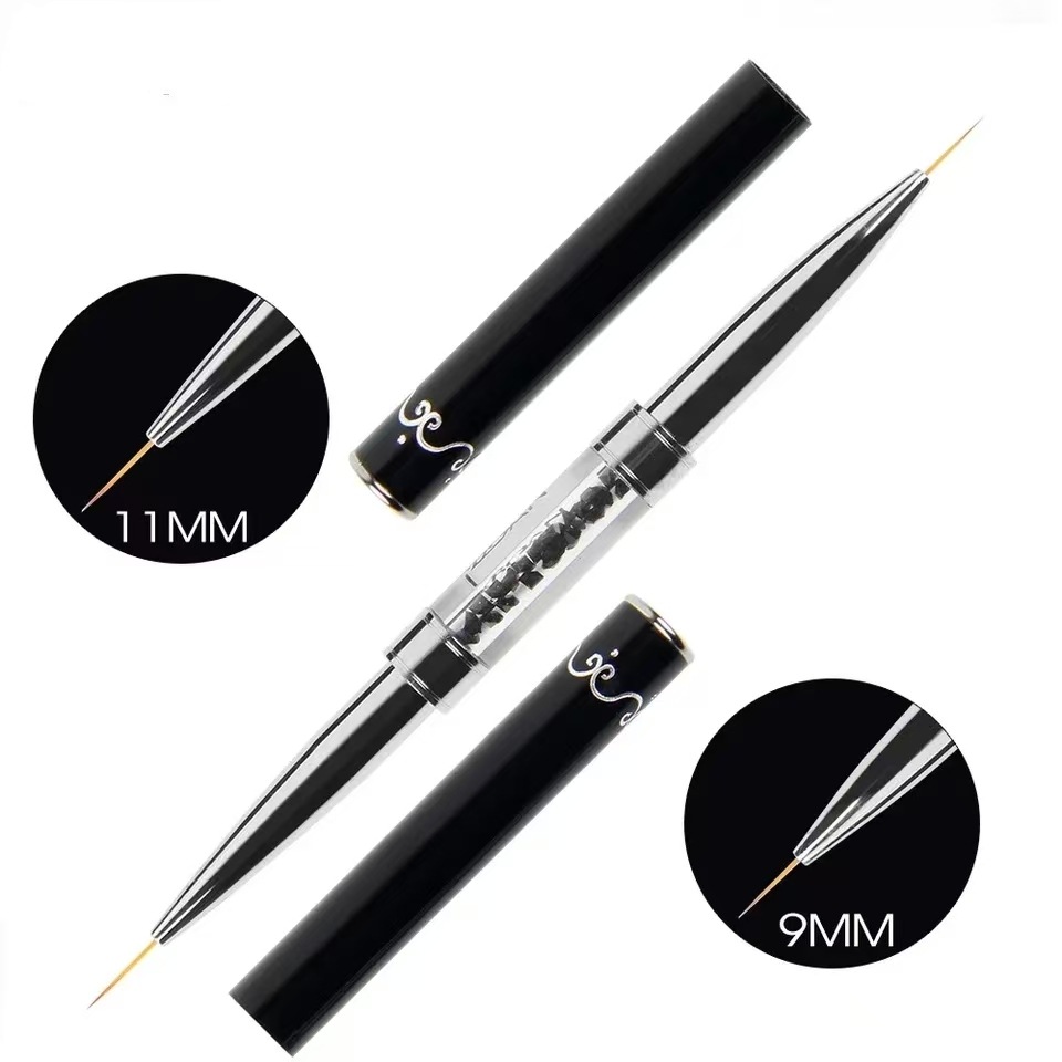 Correction Pen Fine - Doppelseitiger schwarzer Metallgriff Nagelkunst-Liner-Stift mit ultrafeiner