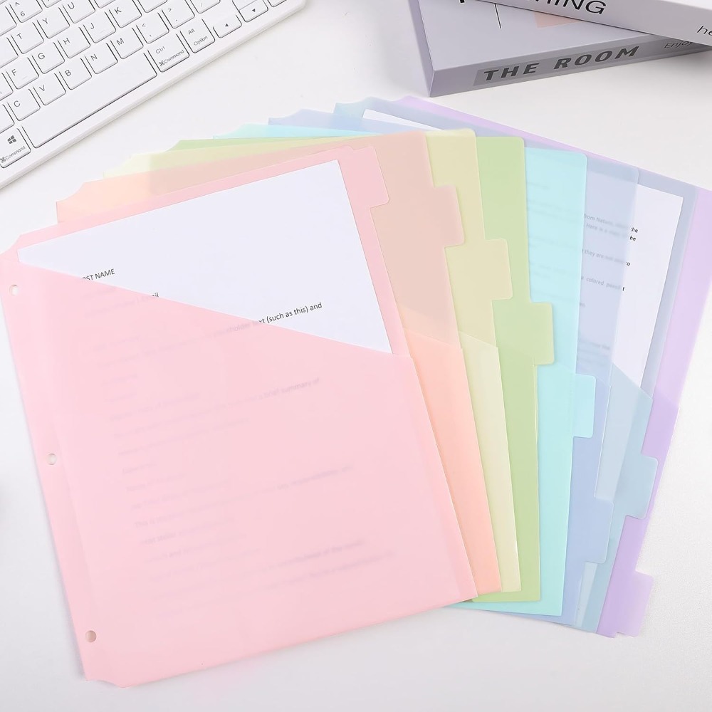Tab Divider A4 - 8 Stück langlebige A4-Pastell-Ordner-Trennblätter, 8-teilige Registerblätter,