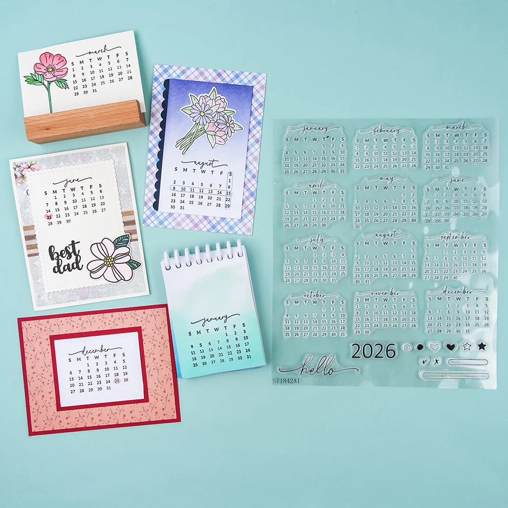 Rubber Date Stamp - Kalender, Datum, 2026, transparenter Stempel, Zeit,