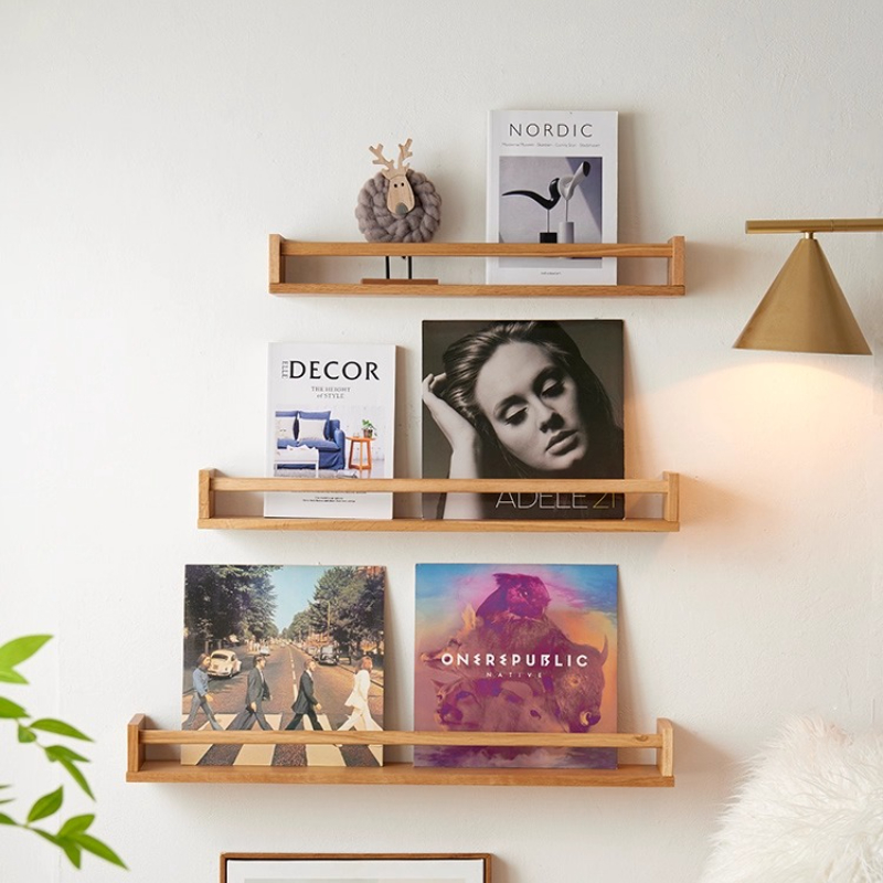 Magazine Holder Rack - Küchen-Gewürz-Organizer, Wandregal aus massivem Holz, feuchtigkeitsbeständiges
